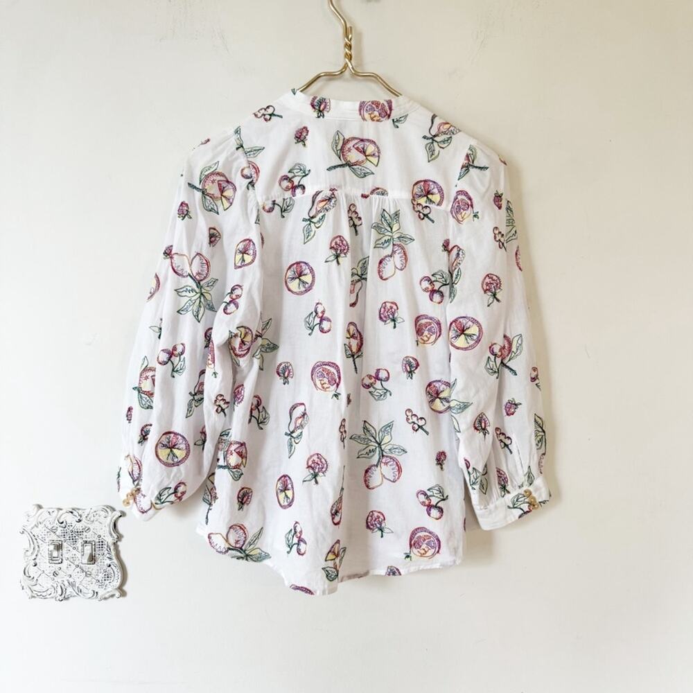 Anthropologie Pilcro Bella Embroidered Fruit Blouse XS - Picture 11 of 13